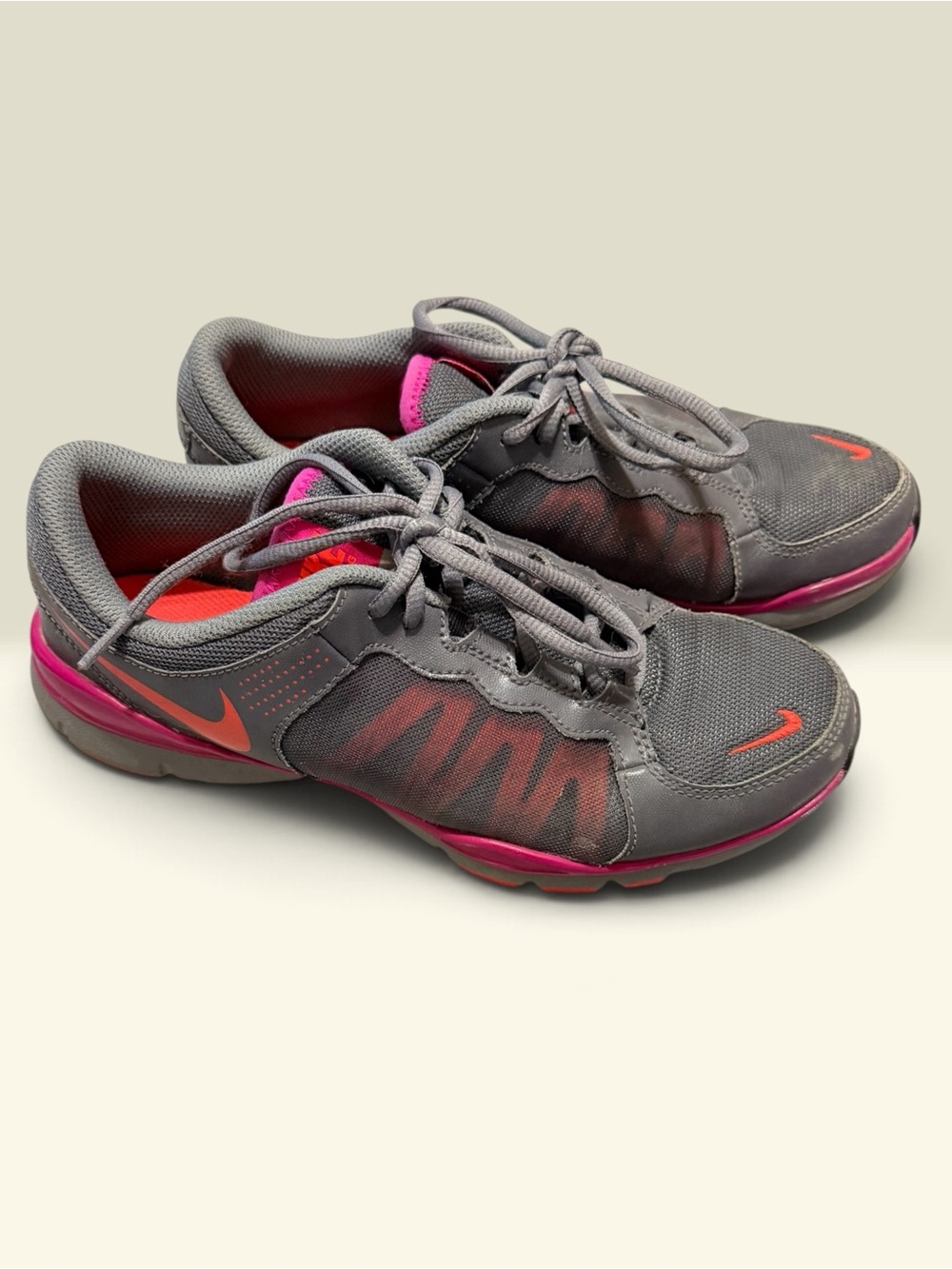 Nike Women's Gray and Pink Athletic Training Shoes